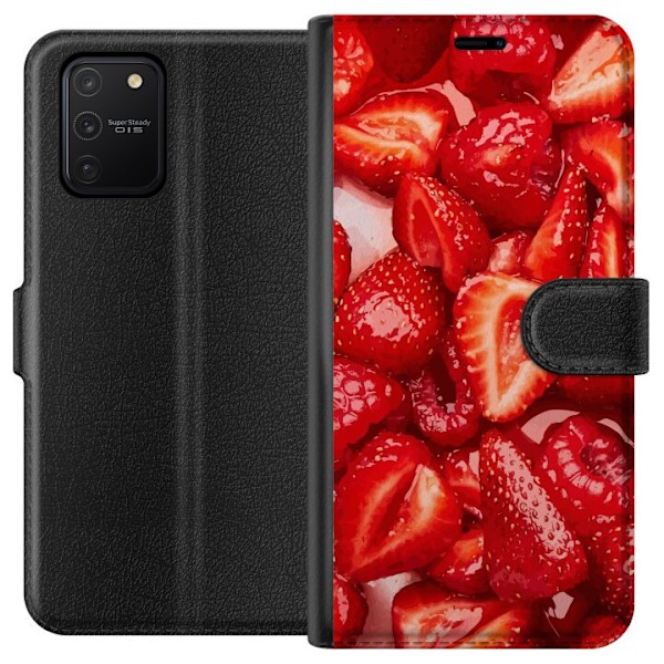 Samsung Galaxy S10 Lite Lompakkokotelo Mansikkakuviointi - mak