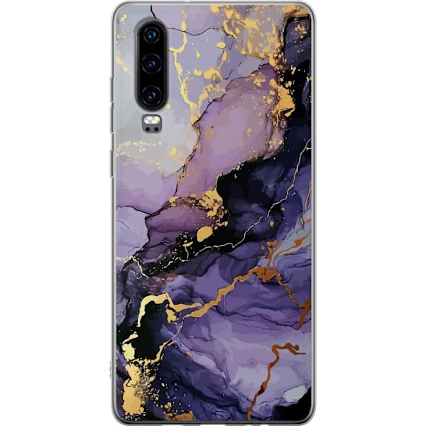 Huawei P30 Gennemsigtig cover Lilla Marmor