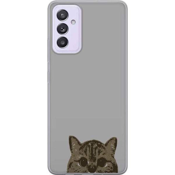 Samsung Galaxy A82 5G Genomskinligt Skal Grå Kattblick – stilren kattdesign med grå bakgrund
