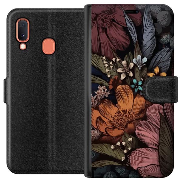 Kompatibel Tegnebogsetui til Samsung Galaxy A20e Vintage Blomster