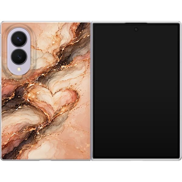 Kompatibelt Mobildeksel til Samsung Galaxy Z Fold8 Marmorhjerte oransje