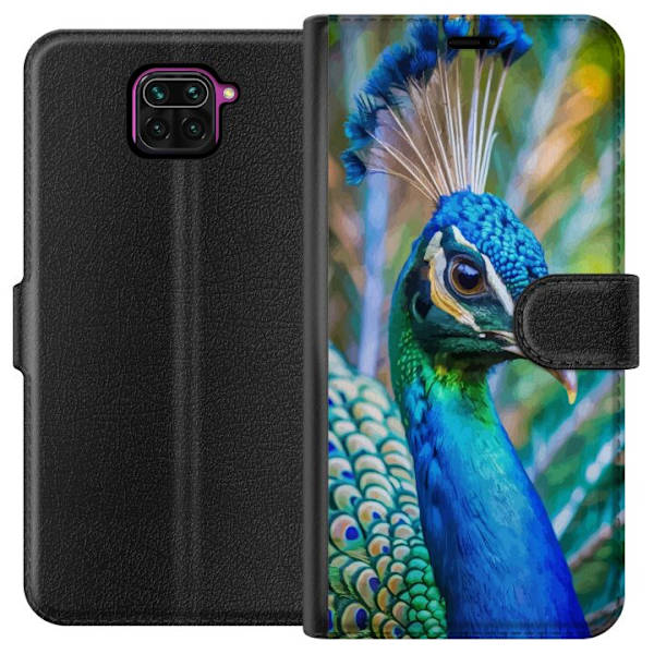 Xiaomi Redmi Note 9 Lompakkokotelo Pavun Sulat Värikäs Design Lintuaihe Eksoottinen Graafinen Suunnittelu Luonto Ylellinen Koristelu