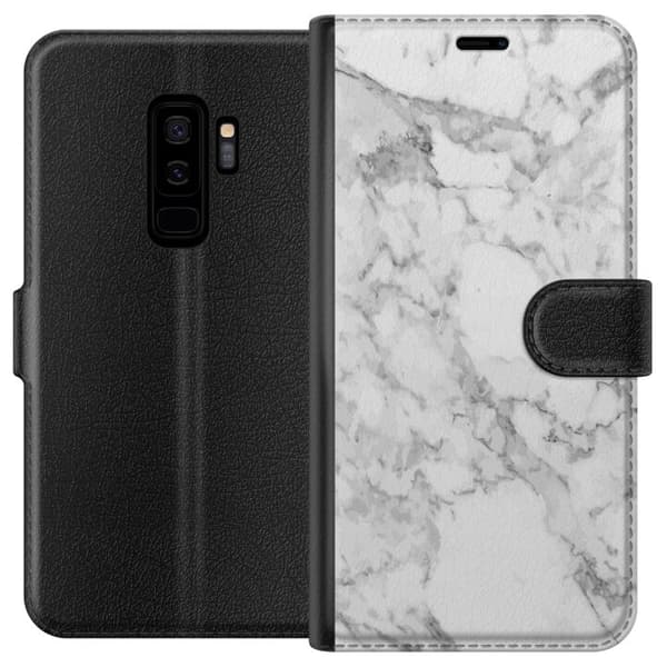 Kompatibel Tegnebogsetui til Samsung Galaxy S9+ Marmor Hvid