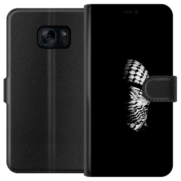 Samsung Galaxy S7 Tegnebogsetui Keffiyeh-mønster - klassisk sort-hvid palæstinensisk tørklæde med kulturel betydning