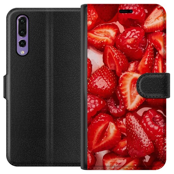Huawei P20 Pro Plånboksfodral Jordgubbsmönster – sött motiv med sommarkänsla