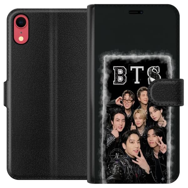 Kompatibel Tegnebogsetui til Apple iPhone XR BTS-medlemmer poserer sammen i sorte outfits for en selfie sort