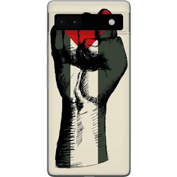 Google Pixel 6a Läpinäkyvä kuori Käsi sidottu Palestinan väreihin - voimakas symboli vapausliikkeelle
