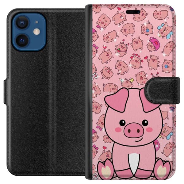Kompatibel Tegnebogsetui til Apple iPhone 12 mini Kawaii Gris Lyserød Sød Anime