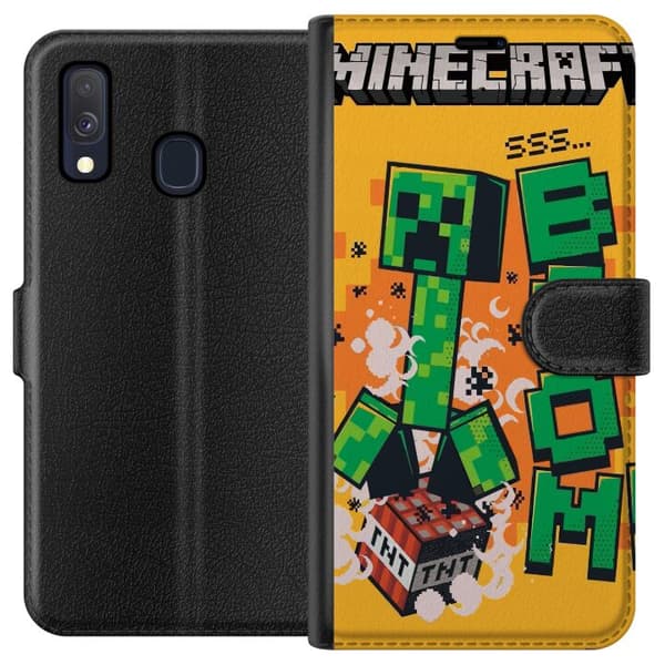 Kompatibel Tegnebogsetui til Samsung Galaxy A40 Minecraft Boom