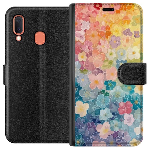 Samsung Galaxy A20e Tegnebogsetui Små blomster