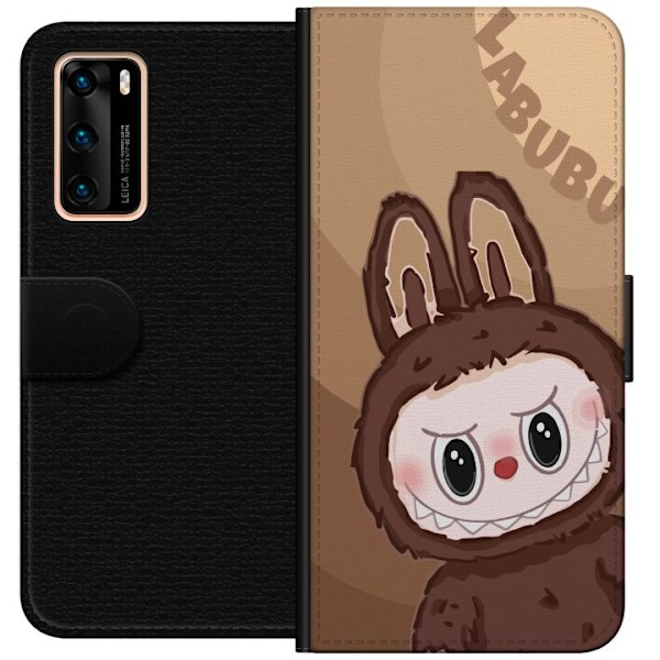 Huawei P40 Tegnebogsetui Labubu Skyde Sød - Hvid og Blå Desi