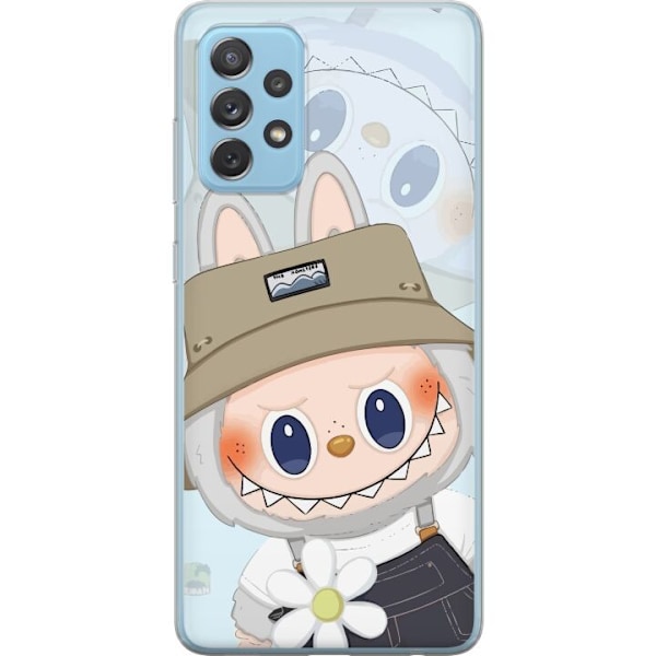 Samsung Galaxy A72 5G Genomskinligt Skal Labubu med hatt – Pop Mart-figur Mr. Butcher i retro stil med karaktär