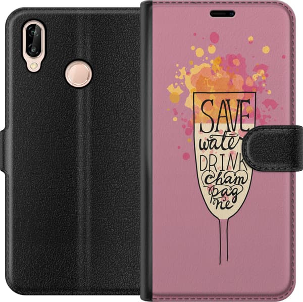 Kompatibelt Lommeboketui til Huawei P20 lite Rosa boblesitat rosa