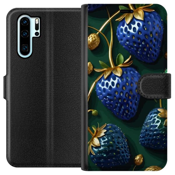 Kompatibel Tegnebogsetui til Huawei P30 Pro Blå Jordbær