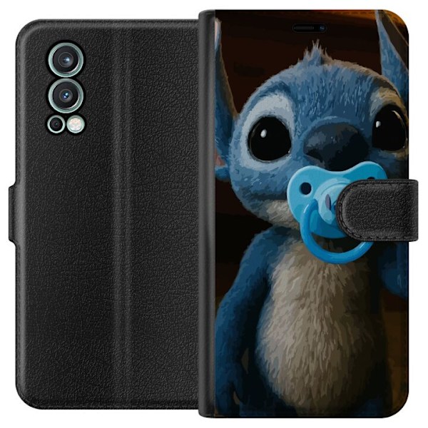 OnePlus Nord 2 5G Tegnebogsetui Stitch & Napp - babytema med sød karakter