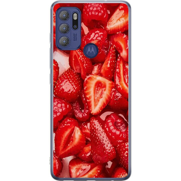 Motorola Moto G60S Gennemsigtig cover Jordbærmønster - sødt