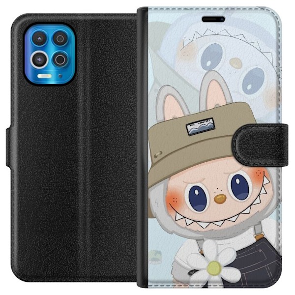Motorola Edge S Plånboksfodral Labubu med hatt – Pop Mart-figur Mr. Butcher i retro stil med karaktär