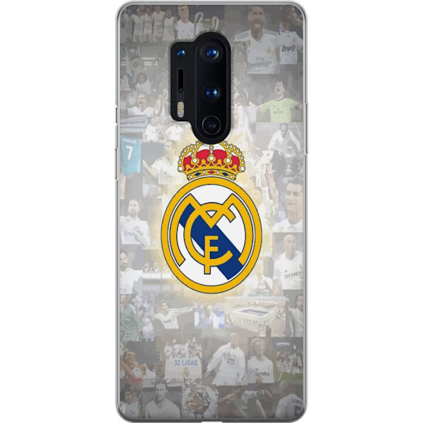 OnePlus 8 Pro Genomskinligt Skal Real Madrid Emblem Fotboll Klubbmärke Vit Guld Design Champions League Mästare La Liga Fans Ikoniskt