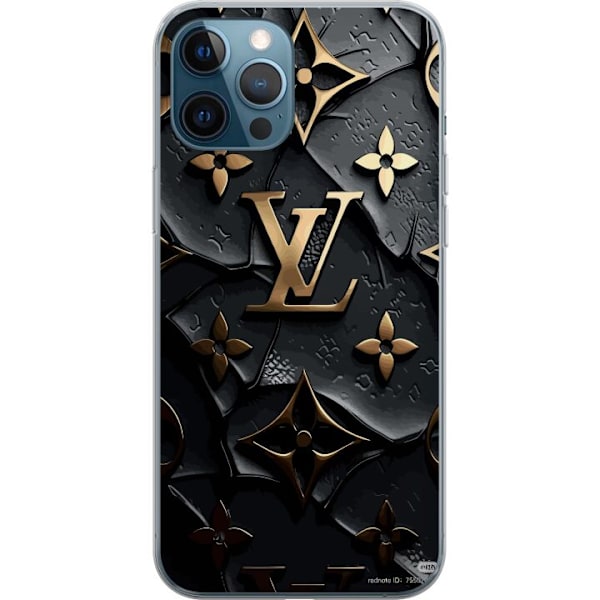 Apple iPhone 12 Pro Genomskinligt Skal Louis Vuitton Dark Mode Design Svart Lyx Stil Fashion Populärt Grafiskt Mönster Modeikon Lyxmärke