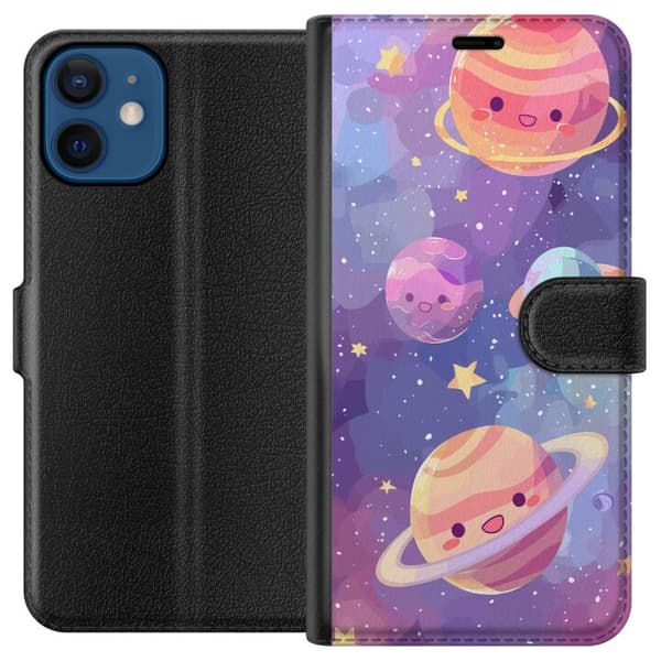 Kompatibelt Plånboksfodral till Apple iPhone 12 mini Rymden Söt