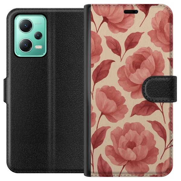 Xiaomi Redmi Note 12 Lompakkokotelo Ruusun Kukinta