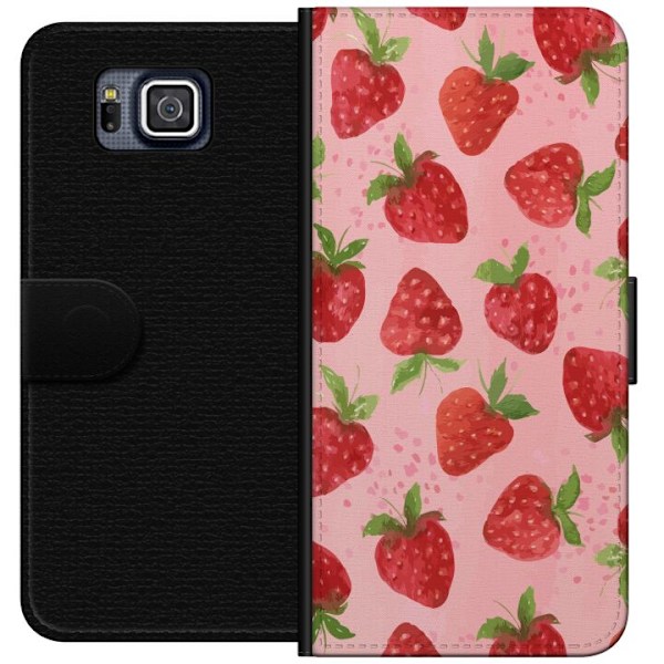 Samsung Galaxy Alpha Plånboksfodral Strawberry Dreams – jordgubbsmönster i retrostil