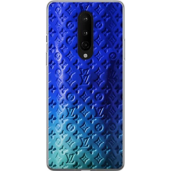 Kompatibelt Mobildeksel til OnePlus 8 Blått luksuriøst monogrammønster med elegant preget tekstur blå