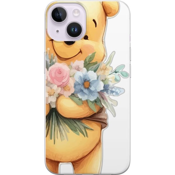 Apple iPhone 14 Genomskinligt Skal Nalle Puh med blommor – k