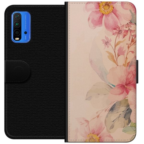 Xiaomi Redmi Note 9 4G Tegnebogsetui Farverige Blomster