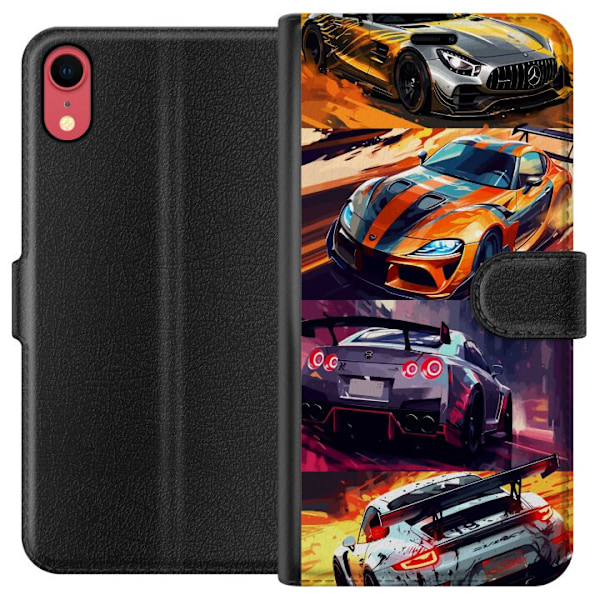 Apple iPhone XR Lommeboketui Rallyfeber - intensivt motiv med rallybiler