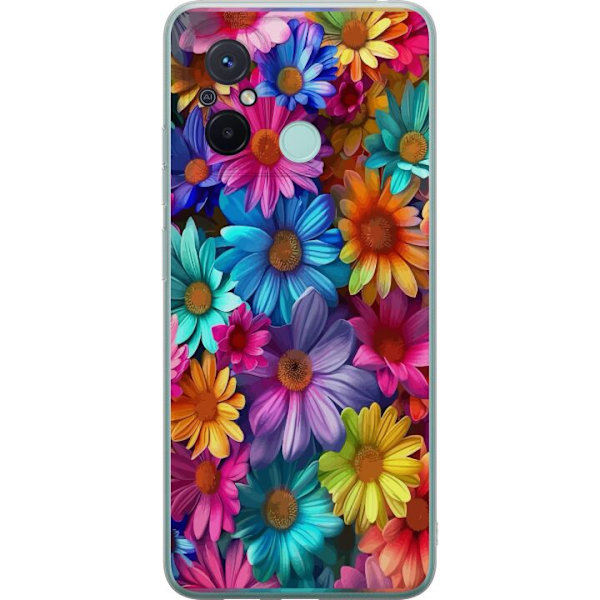 Xiaomi Redmi 12C Genomskinligt Skal Gerbera Blommor Färgglad Dekor Blommotiv Populärt Heminredning Färg Rik Väggkonst Design