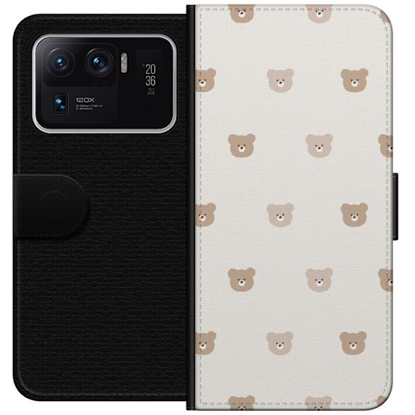 Xiaomi Mi 11 Ultra Plånboksfodral Teddy Background – gulliga nallar mot mjuk bakgrund