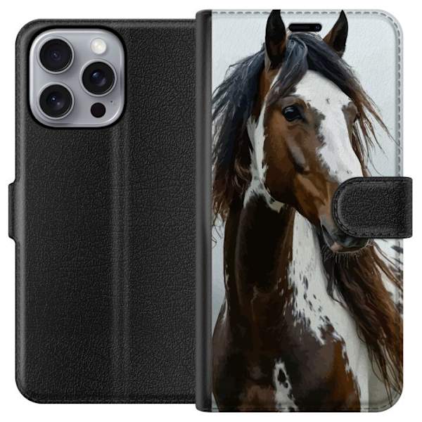 Apple iPhone 16 Pro Max Lompakkokotelo Hevonen Eläimet Aihe Graafinen Suunnittelu Luonto Vahva Aihe Suosittu Taide Eläinten Teema Ratsastus