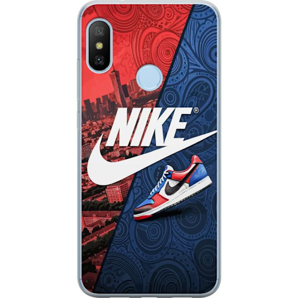 Xiaomi Mi A2 Lite Gennemsigtig cover  Nike Logo Rød Blå Sneakers Stil Sport Mode Populært Swoosh Motiv Træningstøj Grafisk Ikon
