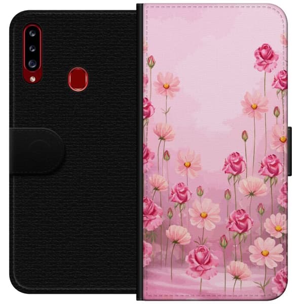 Kompatibel Tegnebogsetui til Samsung Galaxy A20s Kronbladsdrøm Blød blush