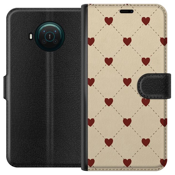 Nokia X10 Plånboksfodral Heart Grid
