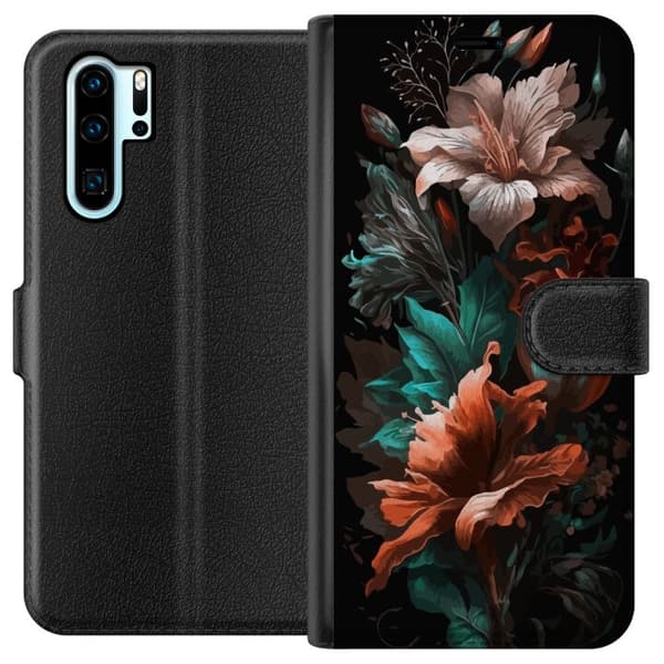 Kompatibelt Lommeboketui til Huawei P30 Pro Blomster