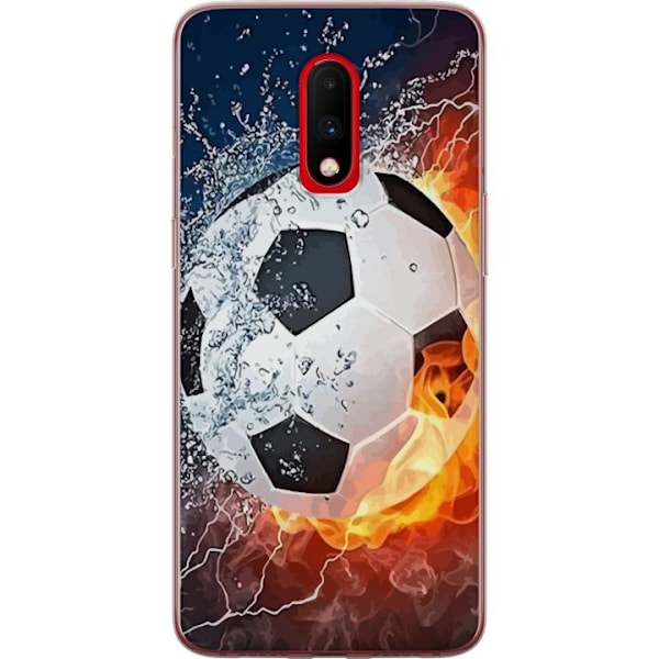 OnePlus 7 Genomskinligt Skal Fotboll Eld