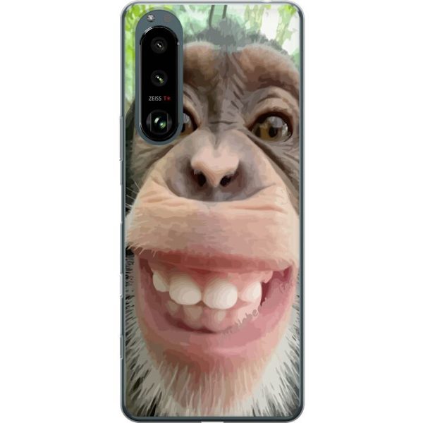 Sony Xperia 5 III Gennemsigtig cover Chimp Selfie Rolig Grafisk Design Abe Dyremotiv Trendy Sjovt Motiv Populært Urban Kunst Stil