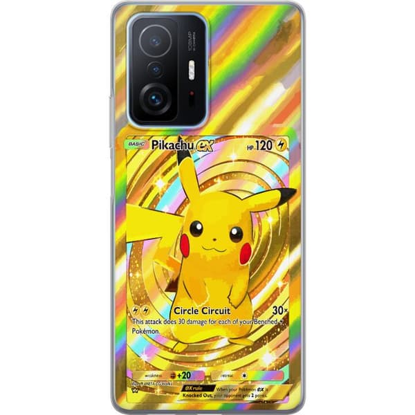 Kompatibelt Mobildeksel til Xiaomi 11T Pro Gullig Pikachu EX samlebilde med regnbueeffekter gull