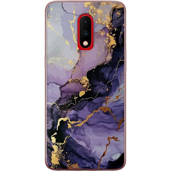 OnePlus 7 Gennemsigtig cover Lilla Marmor