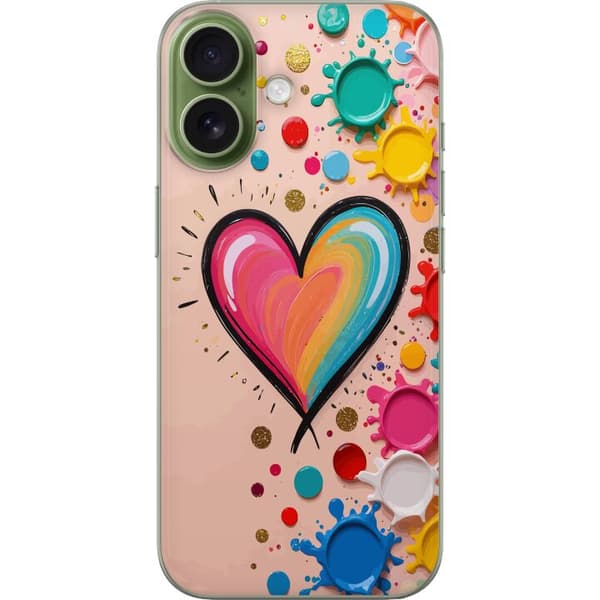 Kompatibelt Mobildeksel til Apple iPhone 17 Rainbow Heart Splash