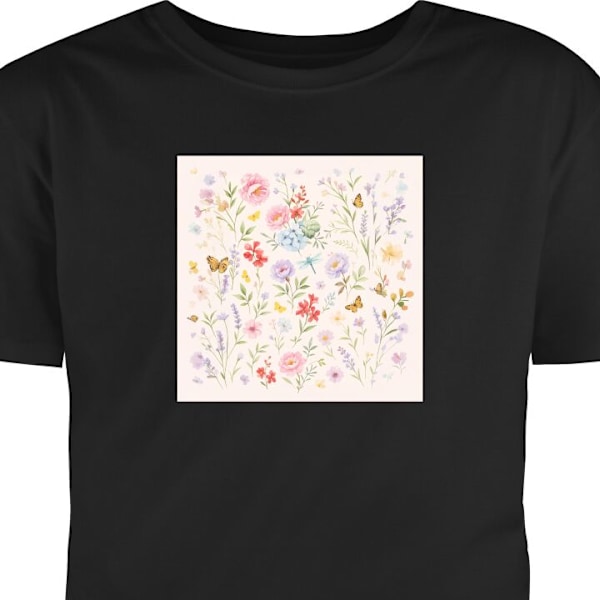 T-skjorte for Voksen | Klassisk Voksen-T-skjorte Blomster svart M