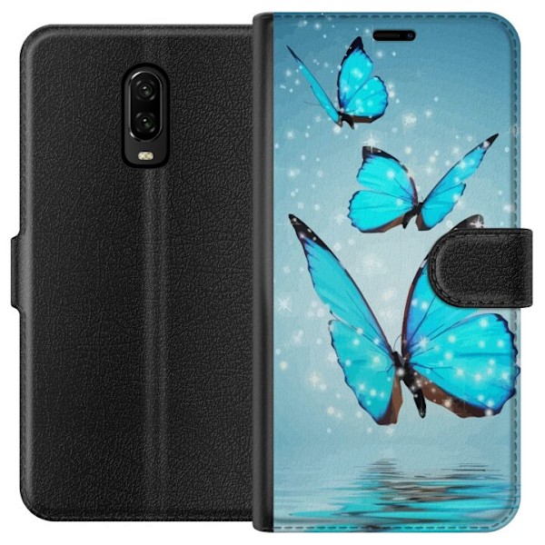 OnePlus 6T Tegnebogsetui Glitrende Sommerfugle