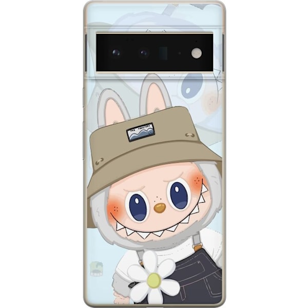 Google Pixel 6 Pro Genomskinligt Skal Labubu med hatt – Pop Mart-figur Mr. Butcher i retro stil med karaktär