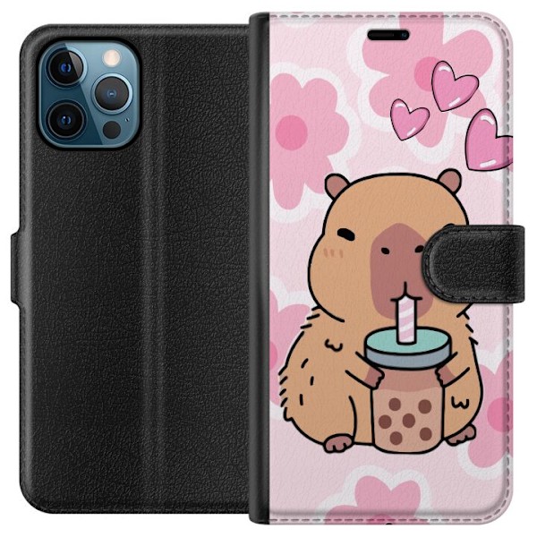 Apple iPhone 12 Pro Max Plånboksfodral Kawaii Capybara Hjärt