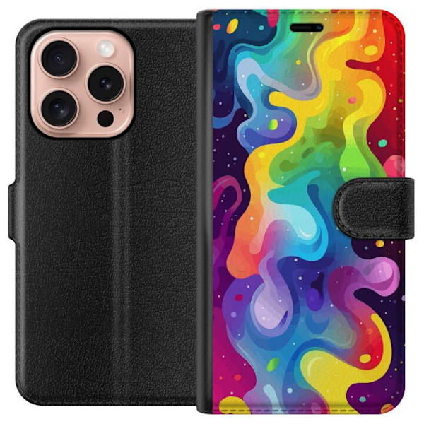Apple iPhone 16 Pro Lompakkokotelo Väriläiskä Abstrakti Taide Suunnittelu Värikäs Kuvio Moderni Suosittu Seinätaito Graafinen Trendi