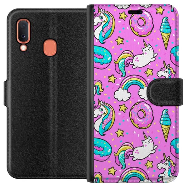 Kompatibelt Plånboksfodral till Samsung Galaxy A20e Unicorns