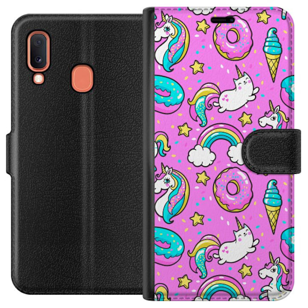 Samsung Galaxy A20e Lommeboketui Unicorns
