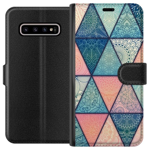 Kompatibelt Lommeboketui til Samsung Galaxy S10+ Mandala Triangler